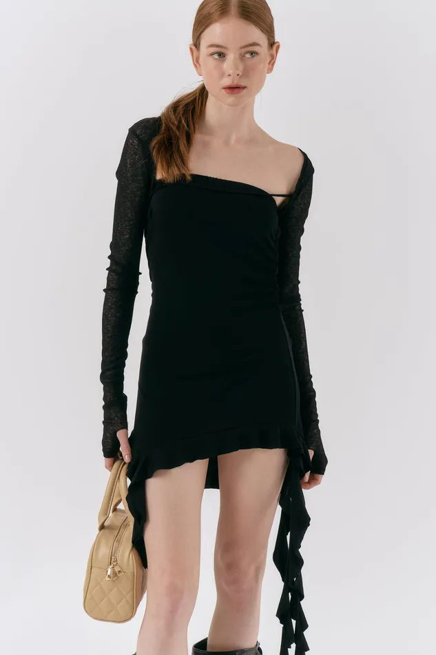 Storets Mindy Ruffled Jersey Dress Women Mini Dresses