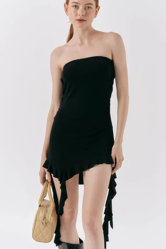 Storets Mindy Ruffled Jersey Dress Women Mini Dresses Storets Mindy Ruffled Jersey Dress Women Mini Dresses