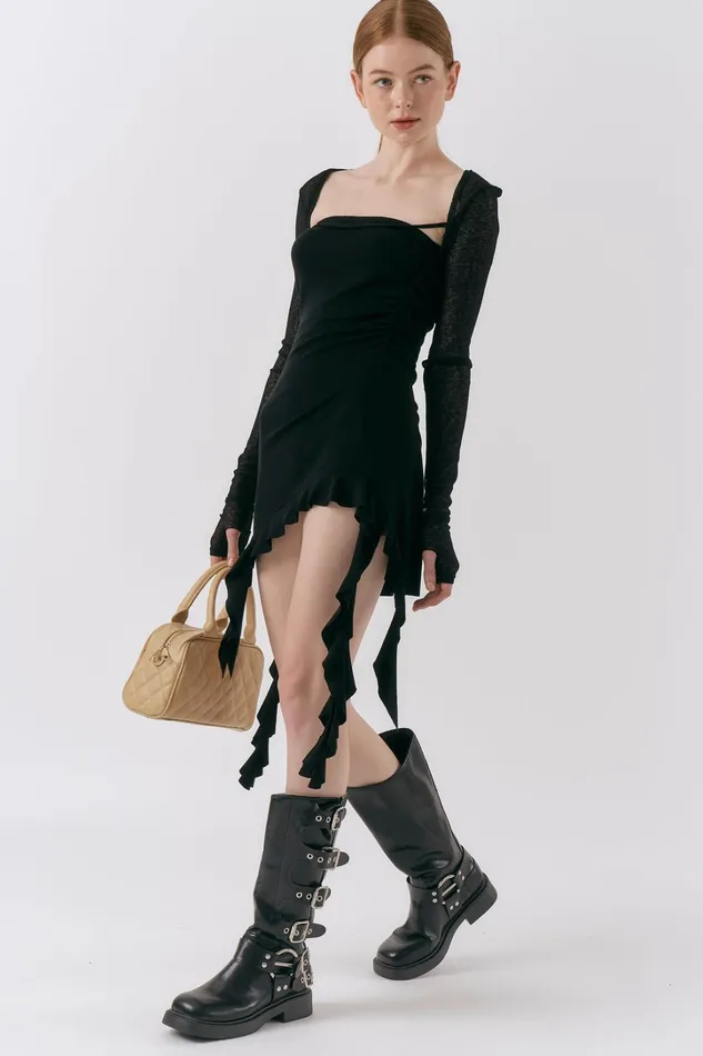 Storets Mindy Ruffled Jersey Dress Women Mini Dresses Storets Mindy Ruffled Jersey Dress Women Mini Dresses