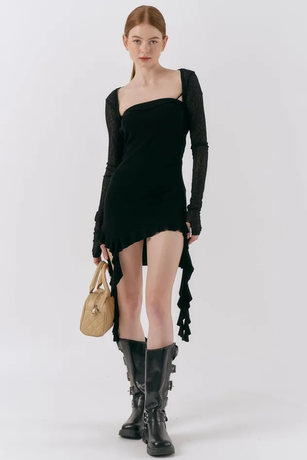 Storets Mindy Ruffled Jersey Dress Women Mini Dresses Storets Mindy Ruffled Jersey Dress Women Mini Dresses