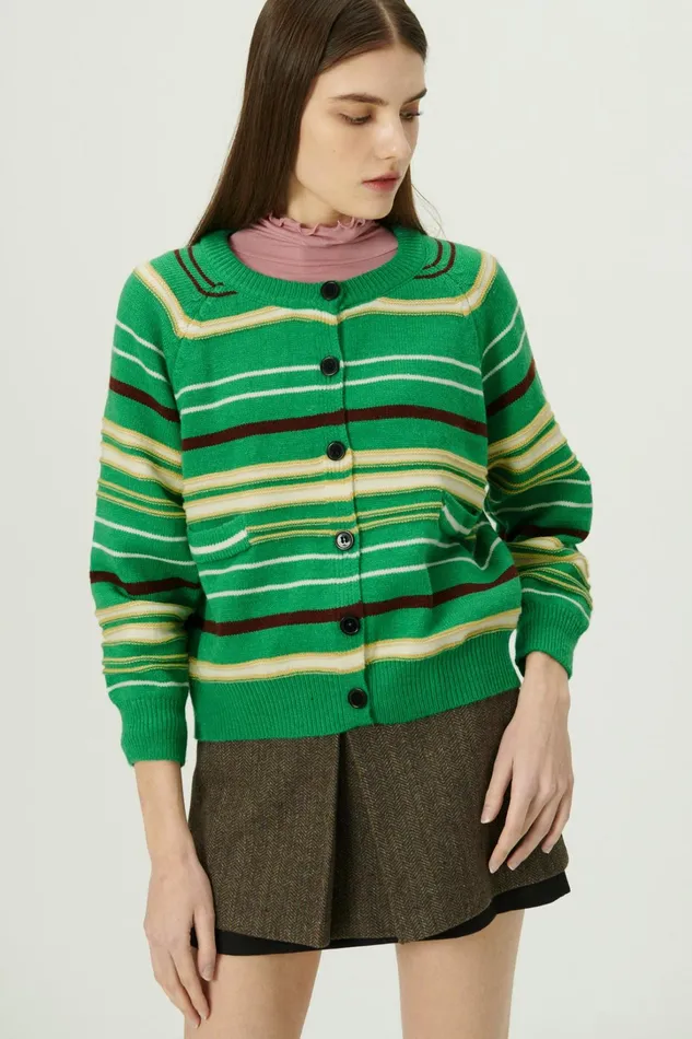 Storets Naomi Striped Knit Cardigan Women Cardigan
