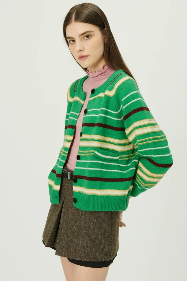 Storets Naomi Striped Knit Cardigan Women Cardigan