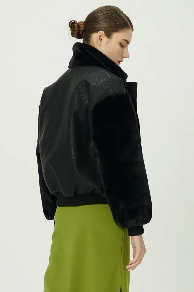 Storets Oli Faux Fur Aviator Jacket Women Jackets and Coats
