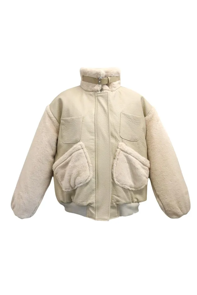 Storets Oli Faux Fur Aviator Jacket Women Jackets and Coats