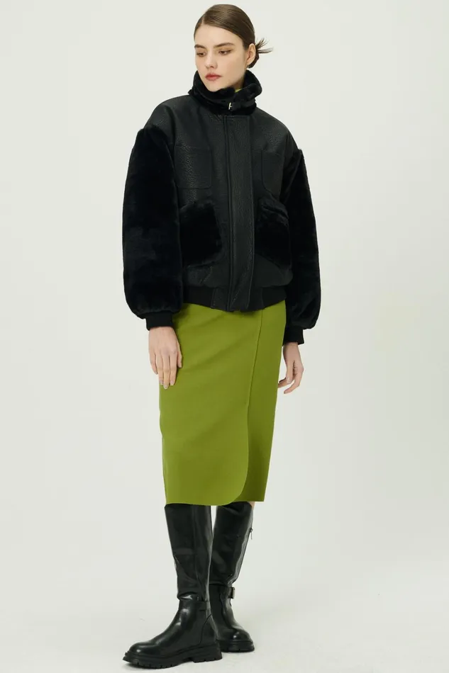 Storets Oli Faux Fur Aviator Jacket Women Jackets and Coats