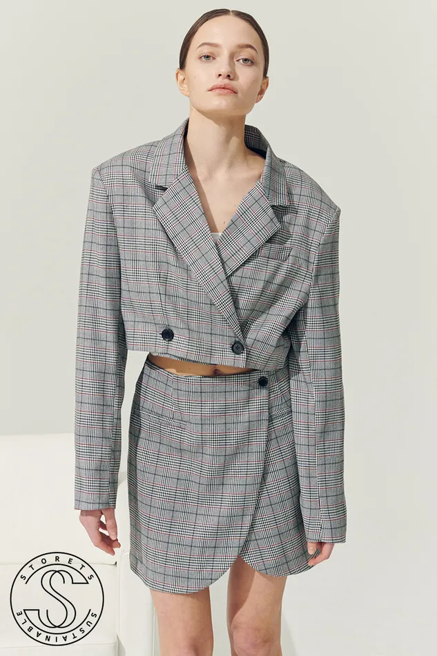 Storets Reborn Eva Two Button Blazer In Plaid Women Blazer