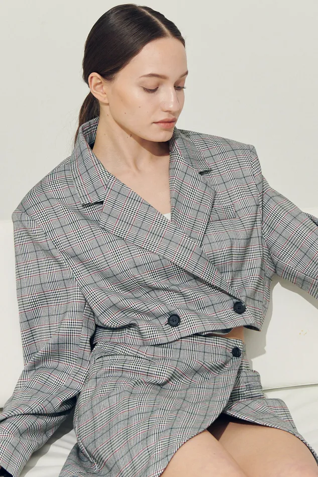 Storets Reborn Eva Two Button Blazer In Plaid Women Blazer