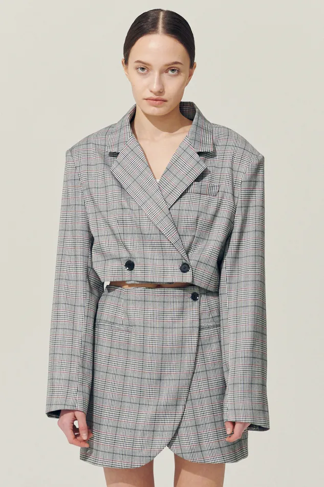 Storets Reborn Eva Two Button Blazer In Plaid Women Blazer