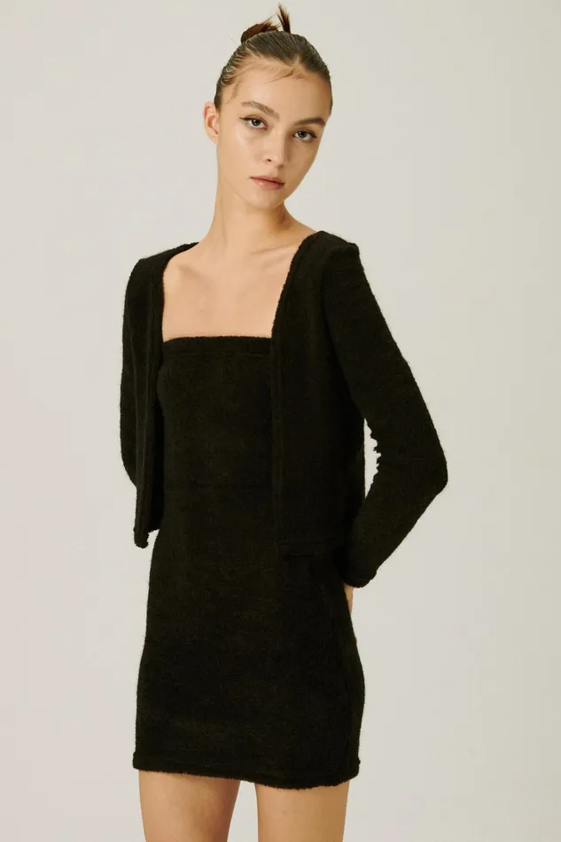 Storets Vera Fuzzy Cardi And Dress Set Women Sweaters and Knitwears