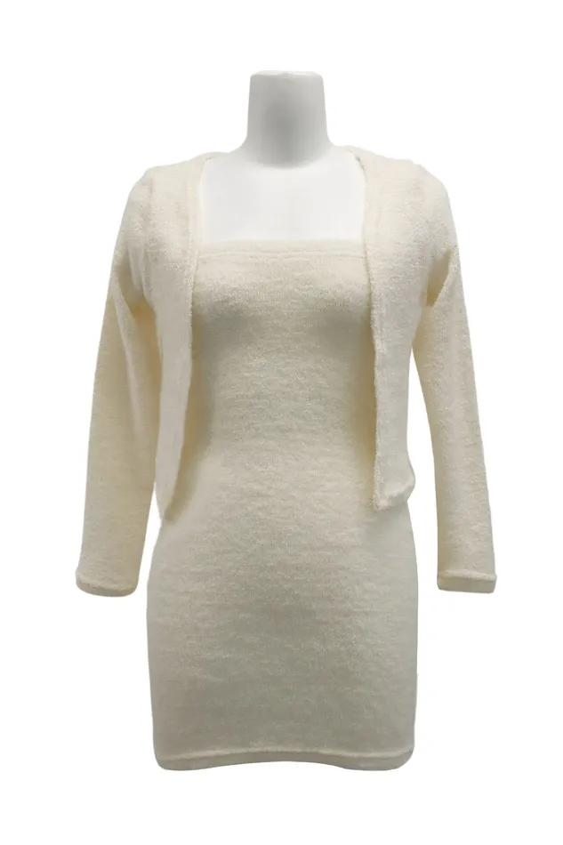 Storets Vera Fuzzy Cardi And Dress Set Women Sweaters and Knitwears