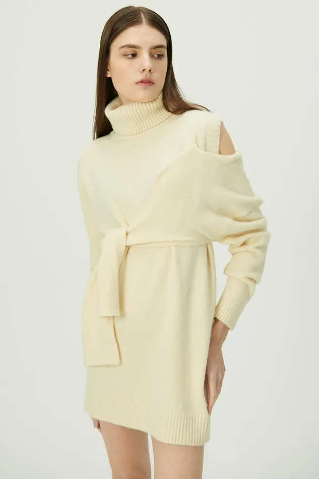 Storets Victoria Tie Front Sweater Dress Women Mini Dresses