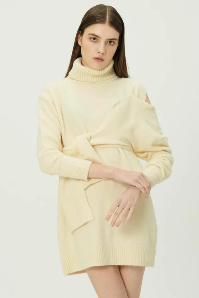Storets Victoria Tie Front Sweater Dress Women Mini Dresses