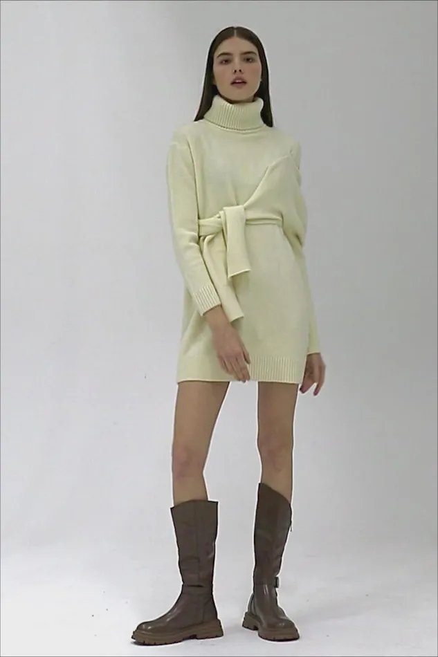 Storets Victoria Tie Front Sweater Dress Women Mini Dresses