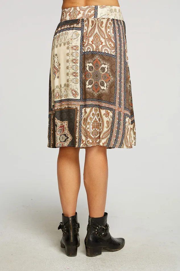 Stretch Silky Basics Flouncy Rib Waist Midi Skirt Womens Bottoms Chaser Brand