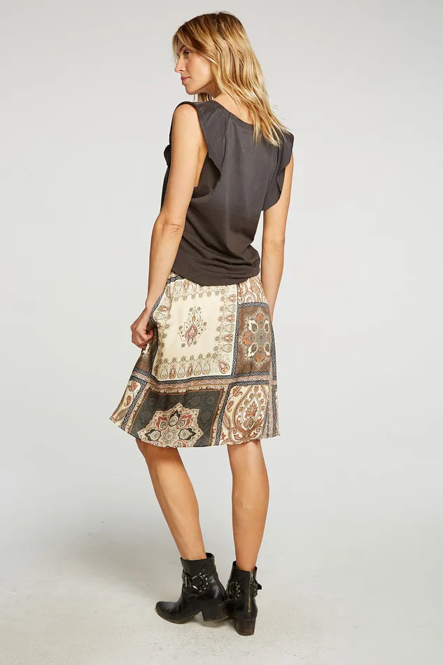 Stretch Silky Basics Flouncy Rib Waist Midi Skirt Womens Bottoms Chaser Brand