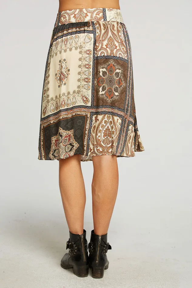 Stretch Silky Basics Flouncy Rib Waist Midi Skirt Womens Bottoms Chaser Brand