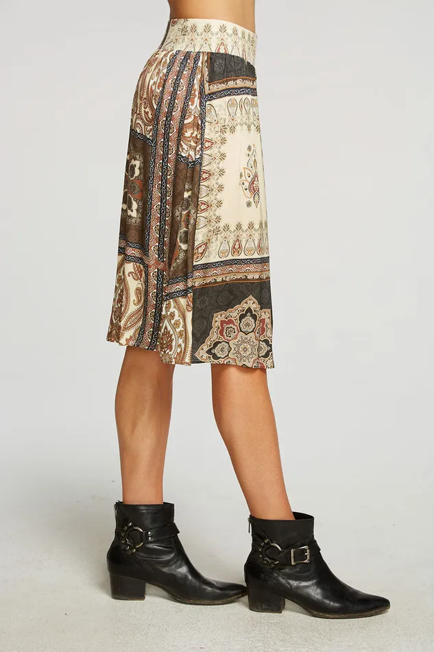 Stretch Silky Basics Flouncy Rib Waist Midi Skirt Womens Bottoms Chaser Brand