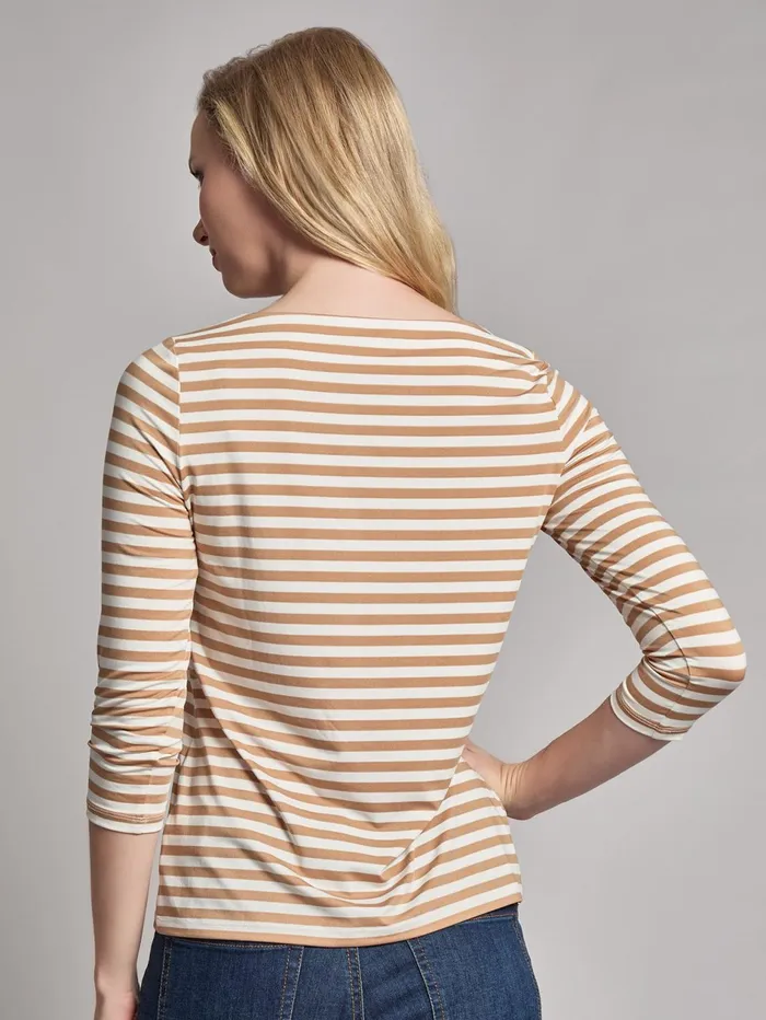 Stripe Button Shoulder Jersey Top Women Jones New York Tops and Blouses