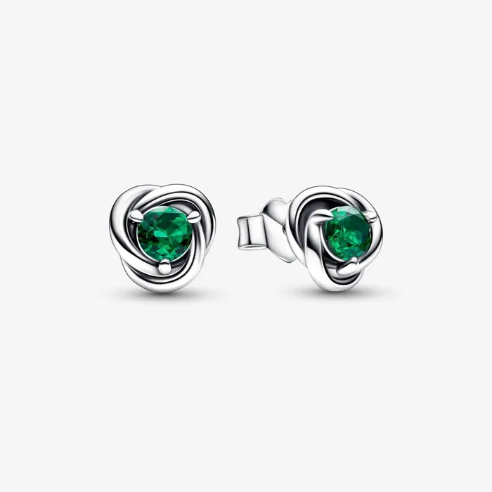 Stud Earrings Women Pandora May Birthstone Eternity Circle Stud Earrings Green