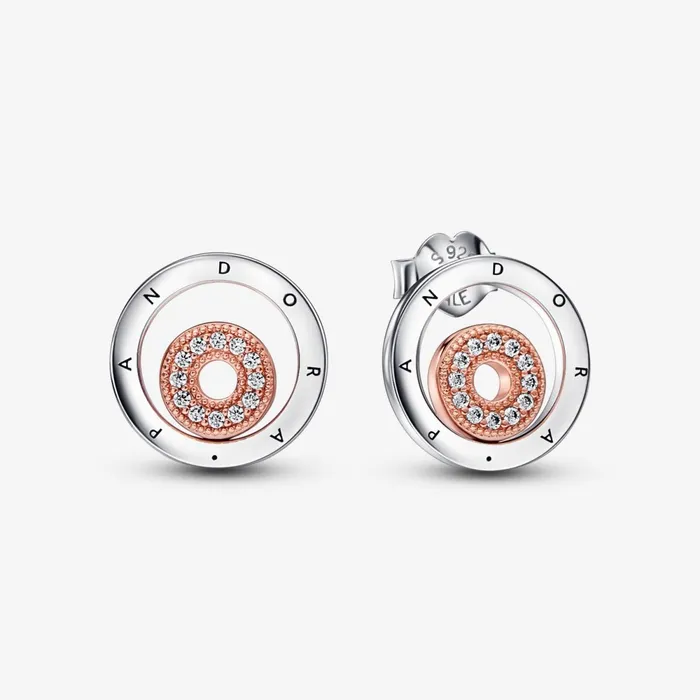 Stud Earrings Women Pandora Online Signature Twotone Logo Circles Stud Earrings