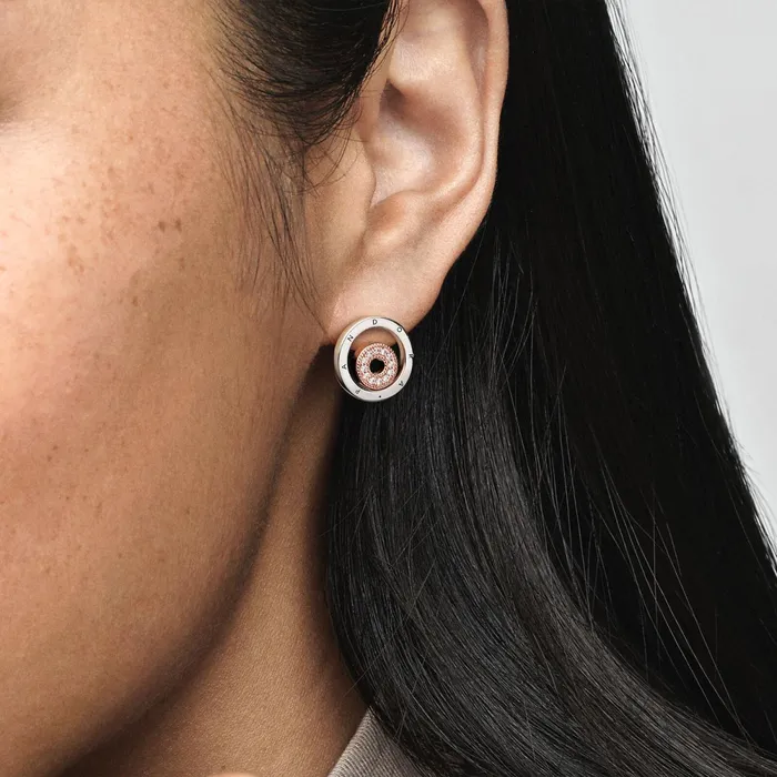 Stud Earrings Women Pandora Online Signature Twotone Logo Circles Stud Earrings