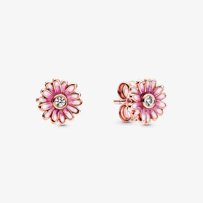 Stud Earrings Women Pandora Pink Daisy Flower Stud Earrings