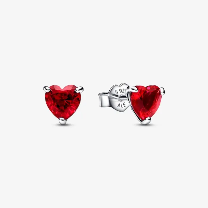 Stud Earrings Women Pandora Red Heart Stud Earrings