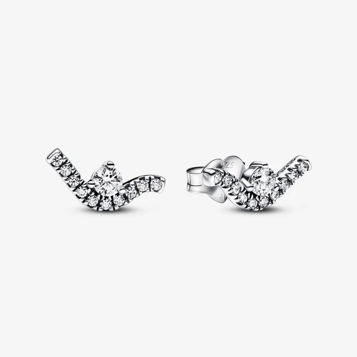 Stud Earrings Women Pandora Sparkling Wave Stud Earrings