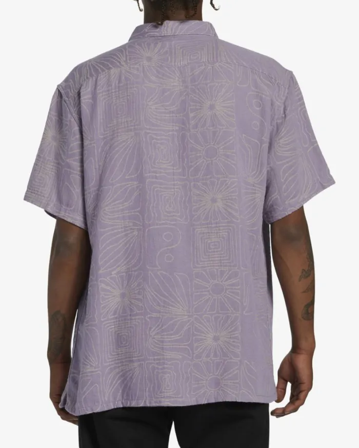 Sundays Jacquard Short Sleeve Shirt Grey Violet Men Billabong Shirts