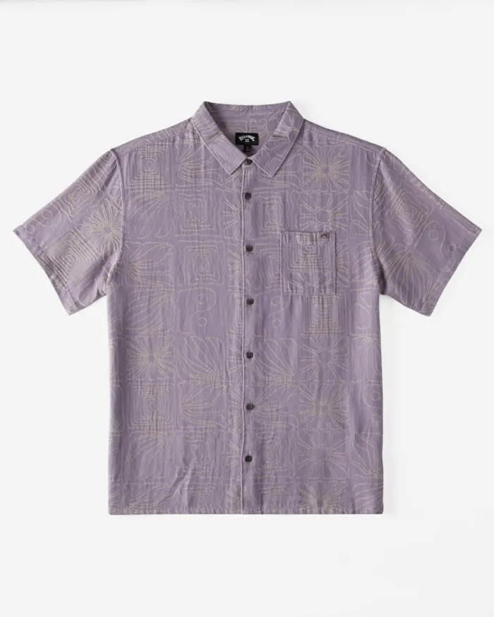 Sundays Jacquard Short Sleeve Shirt Grey Violet Men Billabong Shirts