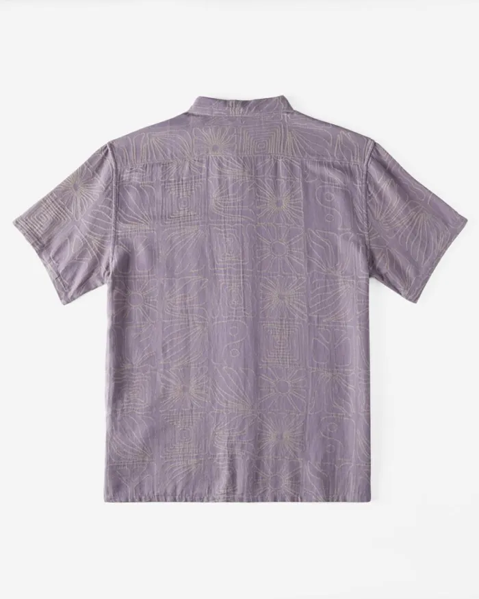 Sundays Jacquard Short Sleeve Shirt Grey Violet Men Billabong Shirts