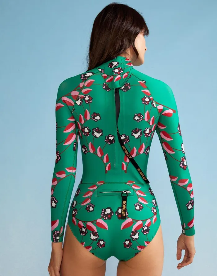 Surf and Swim Women Cynthia Rowley Vine Floral High Cut Wetsuit