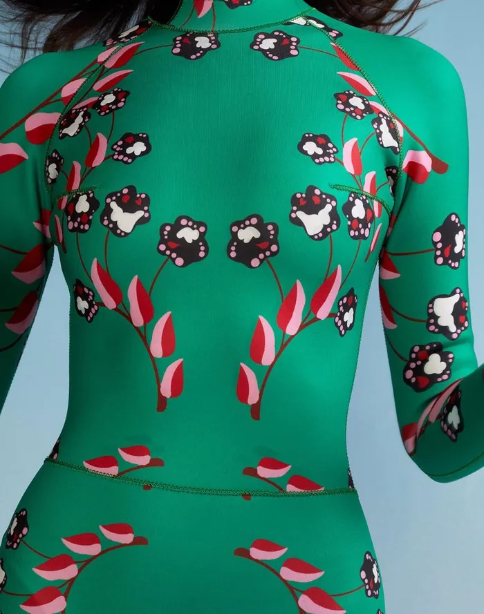 Surf and Swim Women Cynthia Rowley Vine Floral High Cut Wetsuit