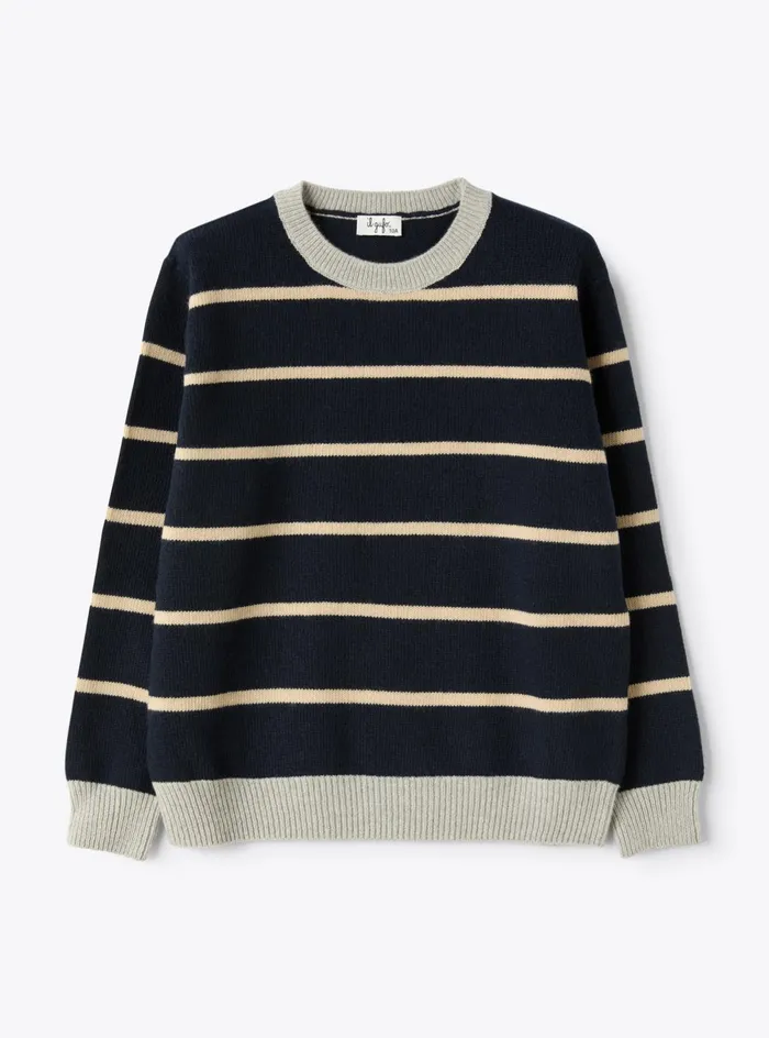 Sweaters And Cardigans Boy 216 Il Gufo Wool Sweater With A Striped Pattern