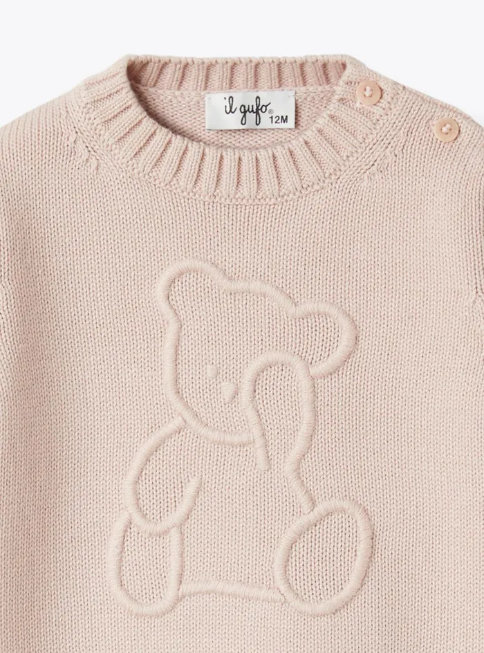 Sweatshirts And Sweaters Baby 036 Il Gufo Organic Cotton Sweater With Bear
