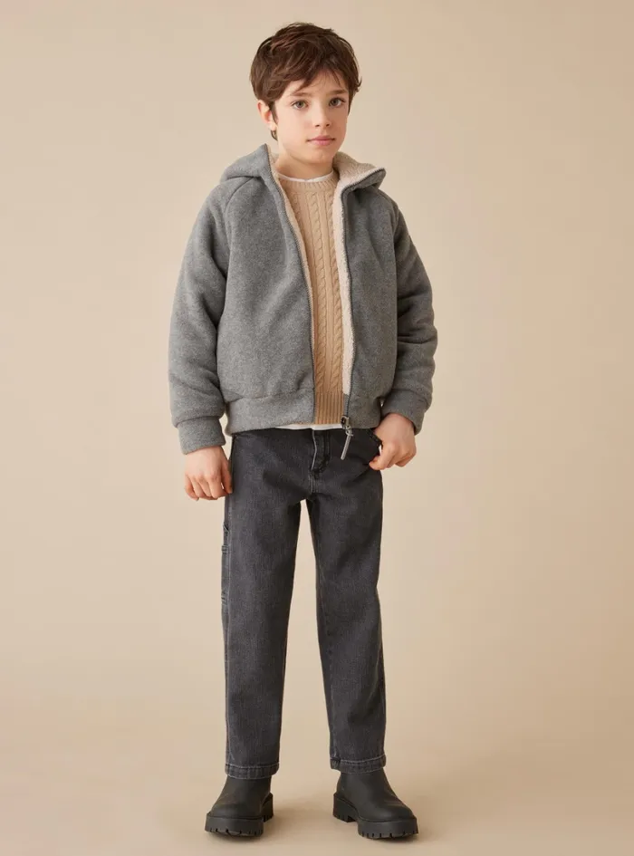 Sweatshirts Girl 216Boy 216 Il Gufo Reversible Fleece Jacket