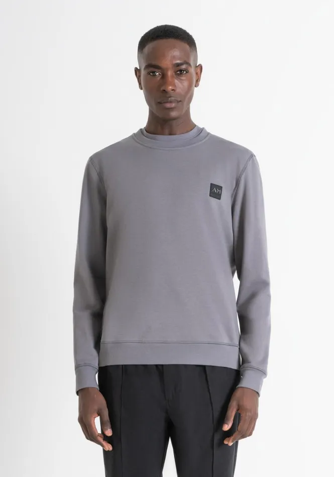 Sweatshirts Men Antony Morato Regular Fit Sweatshirt In Sustainable Cotton Blend Fabric With Logo Anthracite Sweatshirts Men Antony Morato Regular Fit Sweatshirt In Sustainable Cotton Blend Fabric With Logo Anthracite