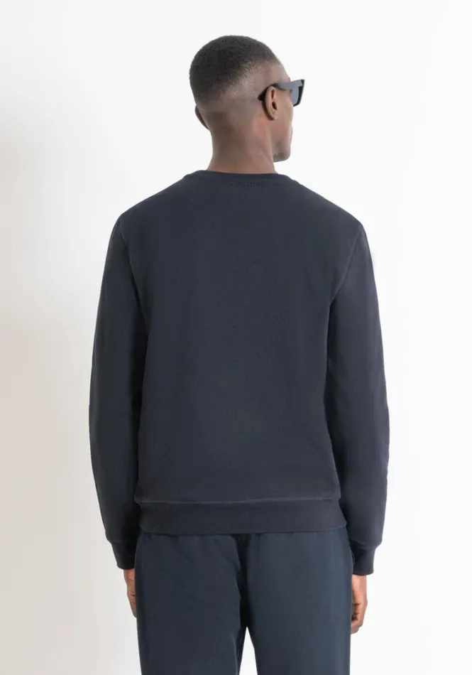 Sweatshirts Men Antony Morato Regular Fit Sweatshirt In Sustainable CottonBlend Fabric With Tiger Print Blue Ink