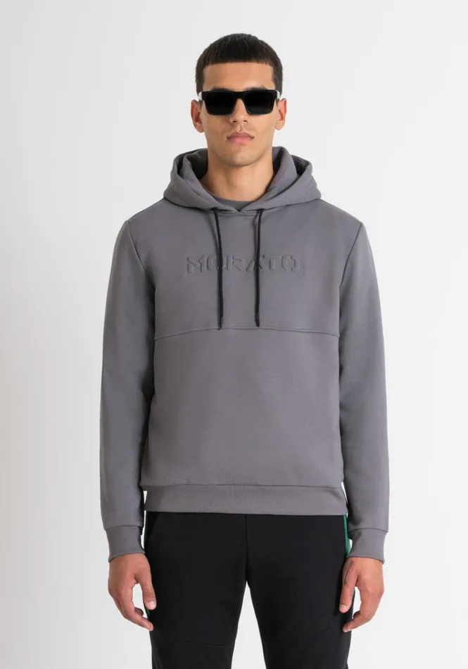 Sweatshirts Men Antony Morato Relaxed Fit Hoodie In Light Cotton Blend Sustainable Fabric Anthracite Sweatshirts Men Antony Morato Relaxed Fit Hoodie In Light Cotton Blend Sustainable Fabric Anthracite