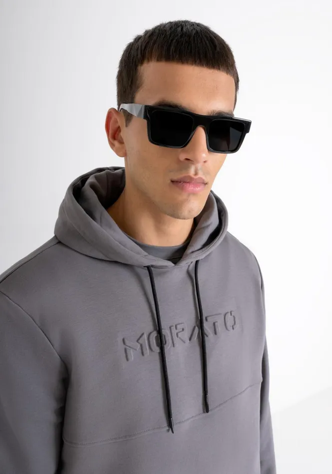 Sweatshirts Men Antony Morato Relaxed Fit Hoodie In Light Cotton Blend Sustainable Fabric Anthracite