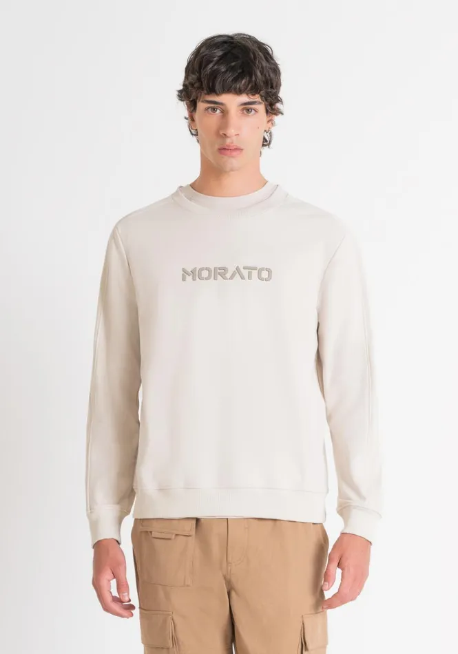 Sweatshirts Men Antony Morato Relaxed Fit Sweatshirt In Sustainable CottonBlend Fabric With Rubberised Logo Paper Sweatshirts Men Antony Morato Relaxed Fit Sweatshirt In Sustainable CottonBlend Fabric With Rubberised Logo Paper