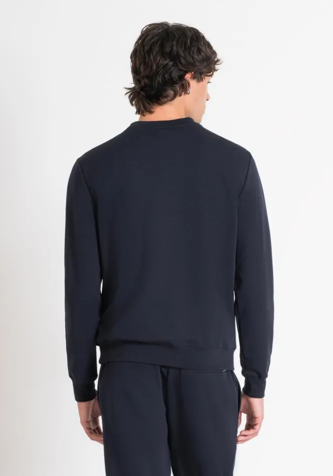 Sweatshirts Men Antony Morato Slim Fit Sweatshirt In Blue Cotton Blend With Embroidered Logo Blue Ink