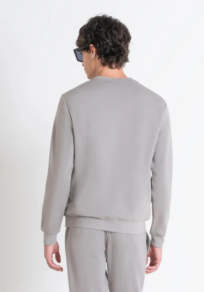 Sweatshirts Men Antony Morato Slim Fit Sweatshirt In Grey Cotton Blend With Embroidered Logo Clay