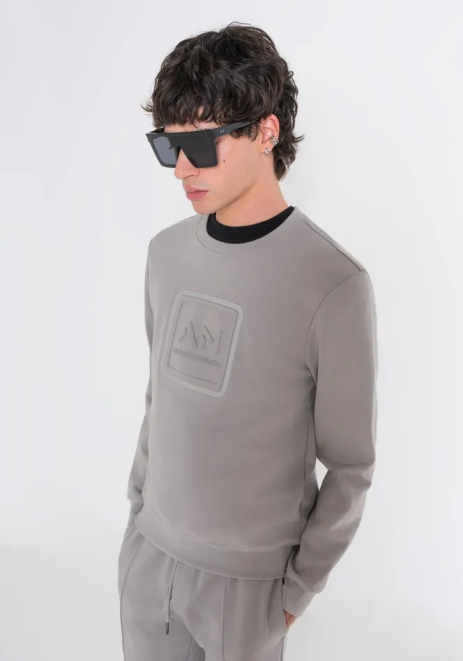 Sweatshirts Men Antony Morato Slim Fit Sweatshirt In Grey Cotton Blend With Embroidered Logo Clay