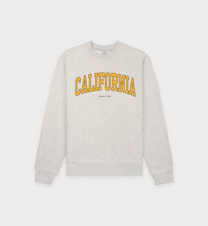 Sweatshirts Men Sporty and Rich California Crewneck 8211 Heather GrayGold