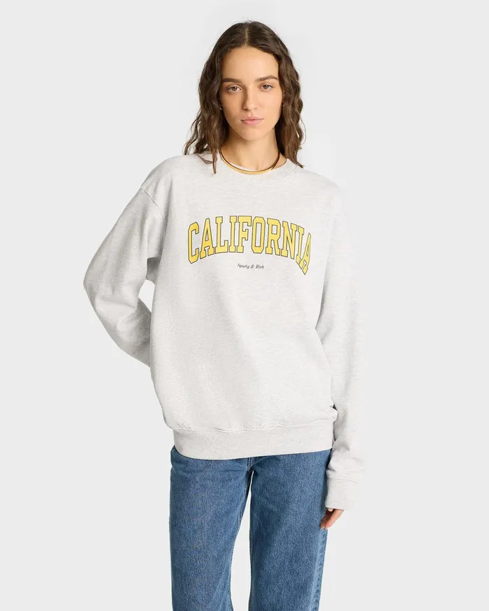 Sweatshirts Men Sporty and Rich California Crewneck 8211 Heather GrayGold