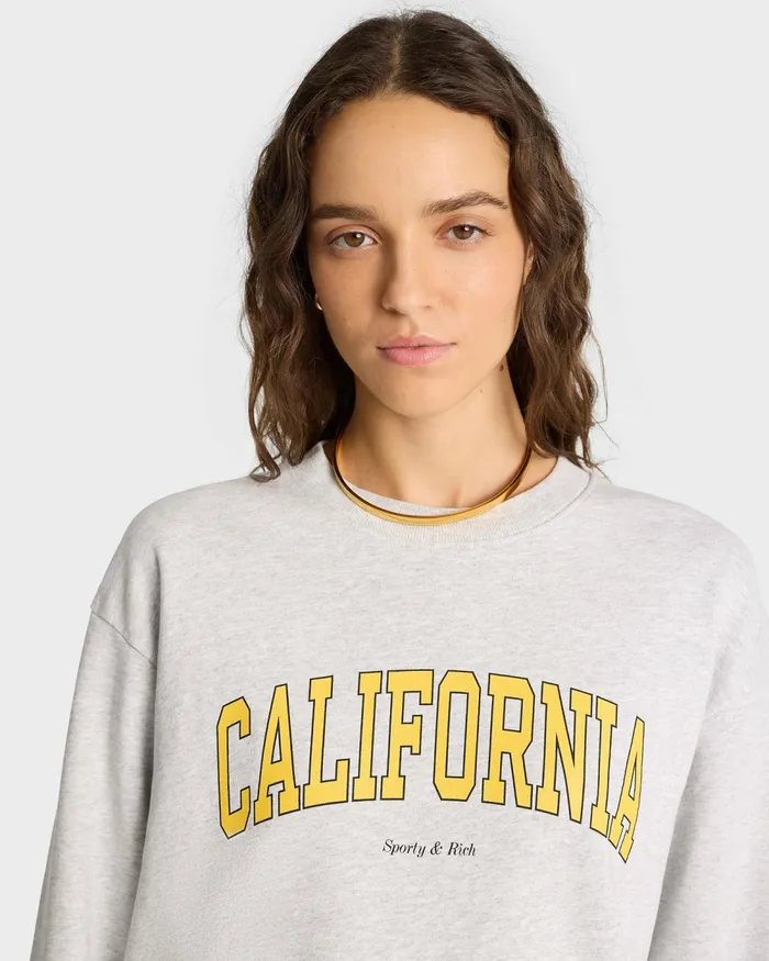 Sweatshirts Men Sporty and Rich California Crewneck 8211 Heather GrayGold