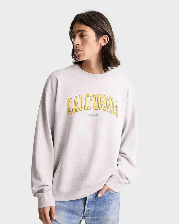Sweatshirts Men Sporty and Rich California Crewneck 8211 Heather GrayGold