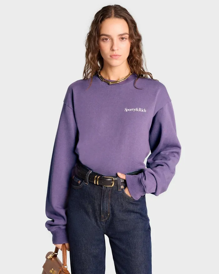 Sweatshirts Men Sporty and Rich Health Is Wealth Crewneck 8211 Dusty GrapeWhite
