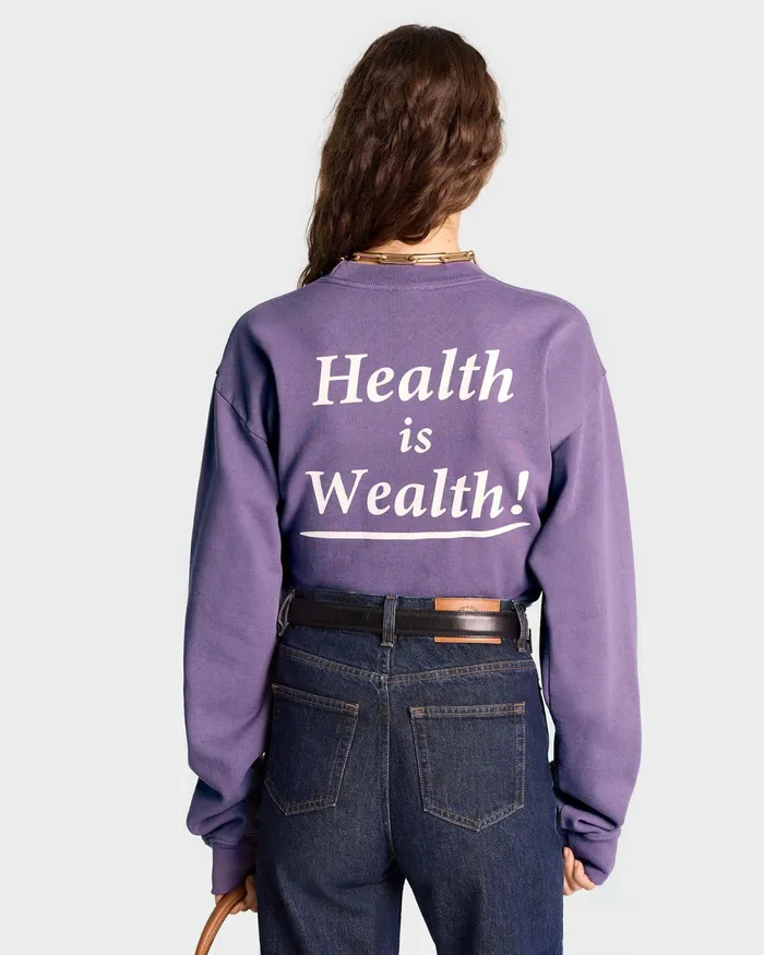 Sweatshirts Men Sporty and Rich Health Is Wealth Crewneck 8211 Dusty GrapeWhite